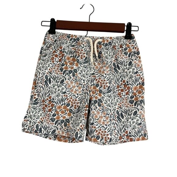Rylee Cru Shorts Kid 10Y Brown Pull On Floral Summer Beach Travel Preppy Neutral - Picture 1 of 16